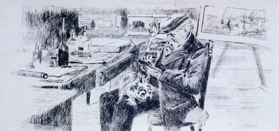 Porträt des Malers Giovanni Fattori von Luigi Levi