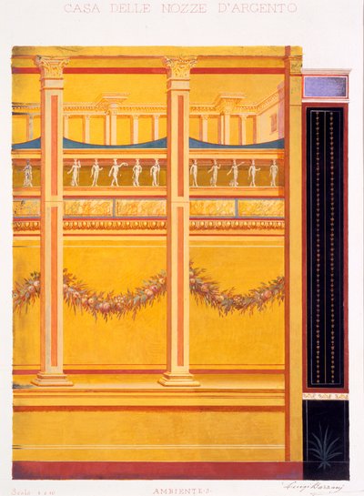 Wanddekorationen aus dem Haus der Silberhochzeit, Pompeji, 1897 von Luigi Bazzani