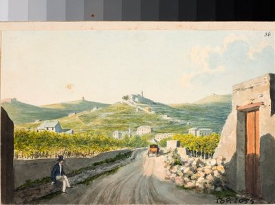 Blick über das Santuario Nostra Signora del Monte, Genua (Aquarell, ca. 1825) von Luigi Garibbo
