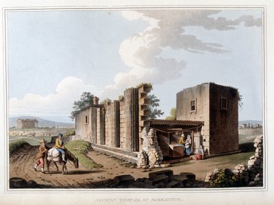 Antiker Tempel in Agrigent in Italien. In „Ansichten in den osmanischen Herrschaften, in Europa, in Asien und einigen Mittelmeerinseln“ nach den Originalzeichnungen von Luigi Mayer, London von Luigi Mayer
