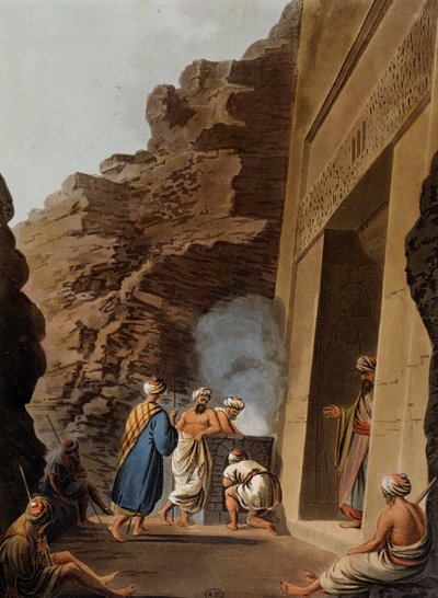 Eingang zur Grabkammer bei der Sphinx von Gizeh, Gravur von Luigi Mayer, aus Views in Egypt, Palestine and Other Parts of Ottoman Empire von Luigi Mayer
