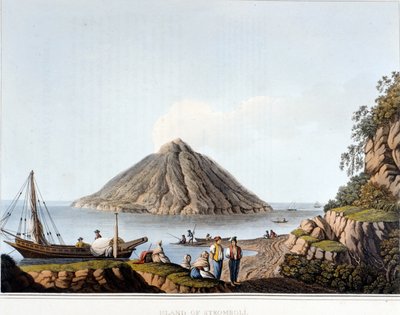 Insel Stromboli - in „Ansichten in den osmanischen Herrschaftsgebieten, in Europa, in Asien und einigen Mittelmeerinseln“, von Luigi Mayer, London von Luigi Mayer