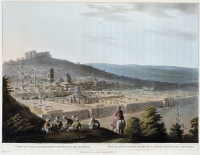 Ansicht von Jerusalem vom Ölberg aus - Gravur von Luigi Mayer