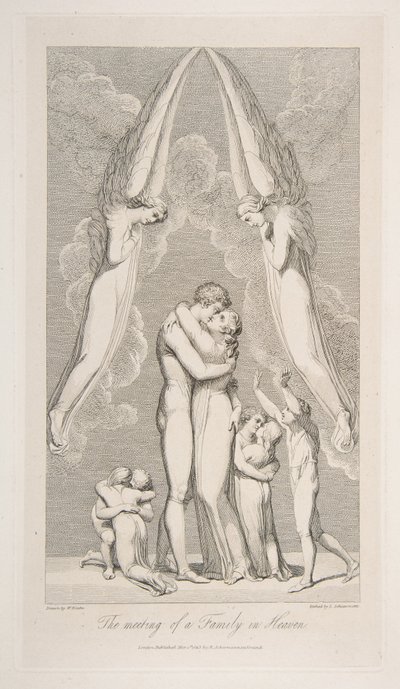 Das Treffen einer Familie im Himmel, aus The Grave, ein Gedicht von Robert Blair, 1. März 1813 von Luigi Schiavonetti