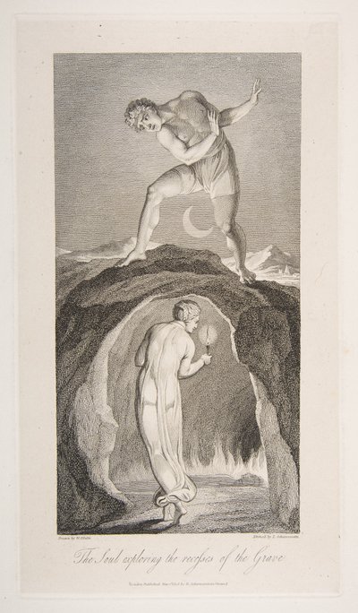 Die Seele erkundet die Tiefen des Grabes, aus Das Grab, ein Gedicht von Robert Bl..., 1. März 1813 von Luigi Schiavonetti