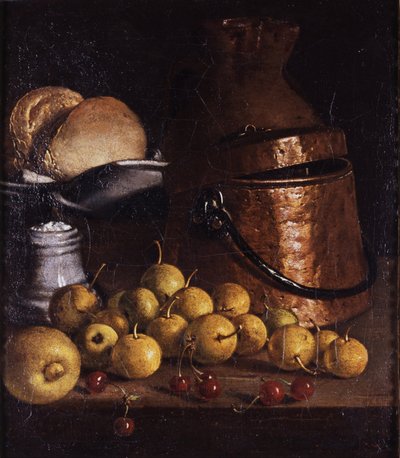 Stillleben mit Früchten und Kochutensilien von Luis Egidio Melendez