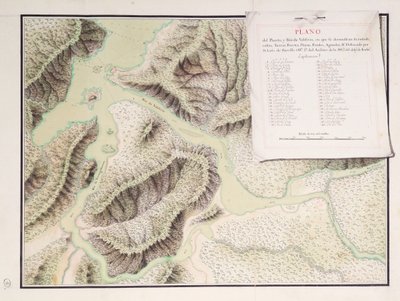 Karte des Flusses Valdivia und Umgebung, Chile von Luis de Surville