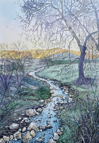 Gewundener Bach Sonnenaufgang von Luisa Millicent