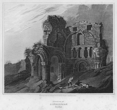 Innenansicht von Lindisfarn, Westende (Gravur) von Luke (after) Clennell