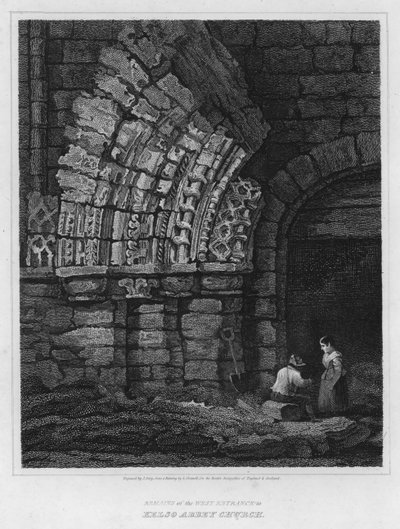 Überreste des Westportals der Kelso Abbey Church von Luke (after) Clennell