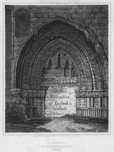 Westlicher Eingang zur Holyrood-Kapelle, Edinburgh (Stich) von Luke (after) Clennell