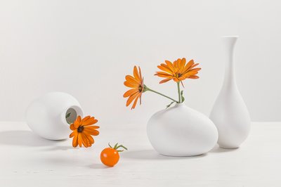 Orange Blumen Modernes Stillleben von Lydia Jacobs