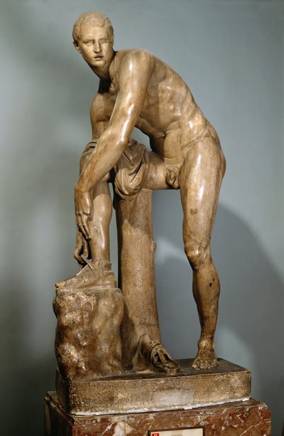 Hermes bindet seine Sandale, römische Kopie eines griechischen Originals, zugeschrieben Lysippos von Lysippos (after)