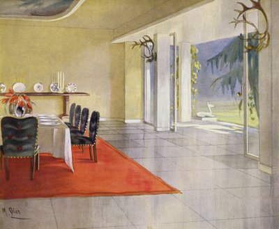 1930er Jahre Innenräume: Esszimmer in einem Landhaus von M. Stier