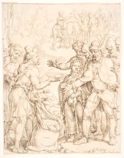 Das Finden des Bechers des Pharaos im Sack Benjamins von Maarten van Heemskerck