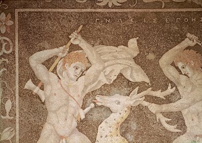 Die Hirschjagd, Detail der Jäger, aus dem 