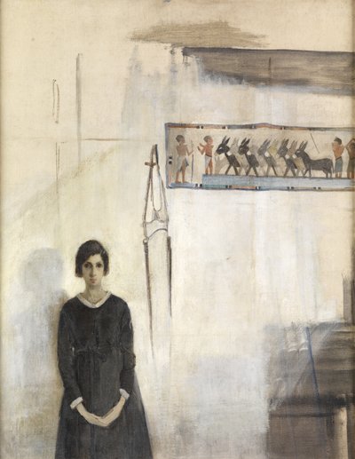 Selbstporträt mit ägyptischem Wandbehang von Madeline Emily Green