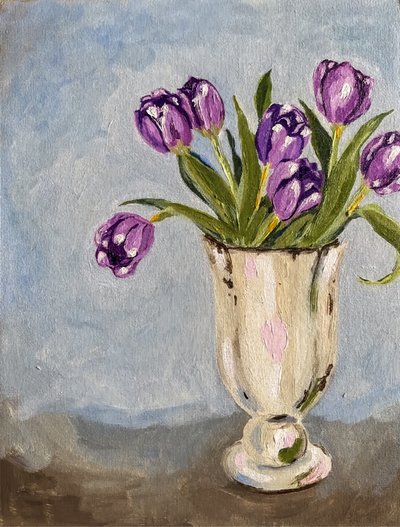 Lila Tulpen in Vase von Madison Phipps