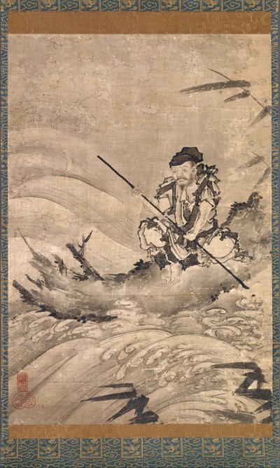 Der chinesische Entdecker Zhang Qian auf einem Floß, Mitte des 16. Jahrhunderts von Maejima Soyu