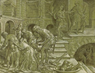 Das Gleichnis vom König, der eine Hochzeit vorbereitete von Maerten van Heemskerck