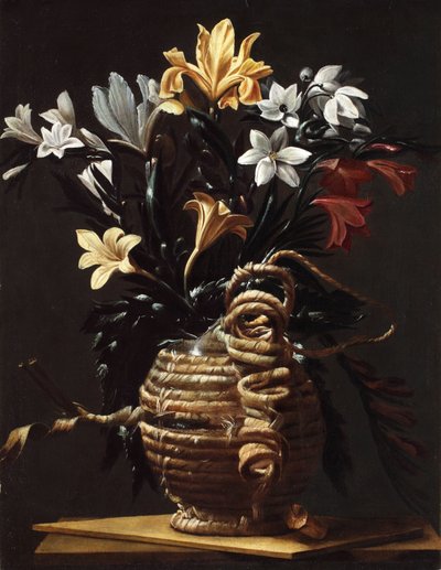 Flasche mit Blumen von Maestro della fiasca di Forlì