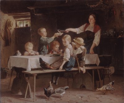 Kinder beim Mittagessen, 1857 von Marc Louis Benjamin Vautier the Elder