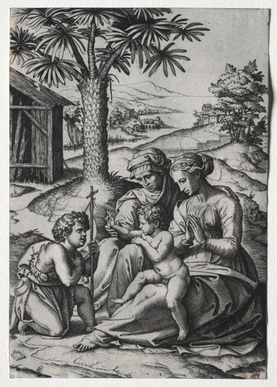 Madonna der Palme von Marcantonio Raimondi