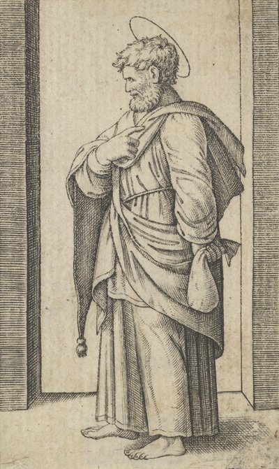 Heiliger Matthäus, ein kleiner Sack in seiner linken Hand, aus der Serie 