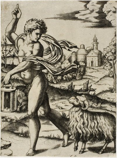Zeichen des Widders von Marcantonio Raimondi