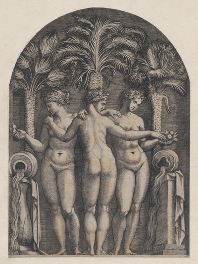 Speculum Romanae Magnificentiae: Die drei Grazien, ca. 1500-1534 von Marcantonio Raimondi