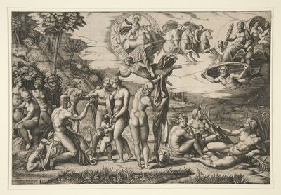 Das Urteil des Paris, nach Raphael, um 1510-20 von Marcantonio Raimondi