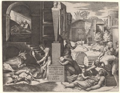 Il Morbetto (Die Pest) von Marcantonio Raimondi after Raphael