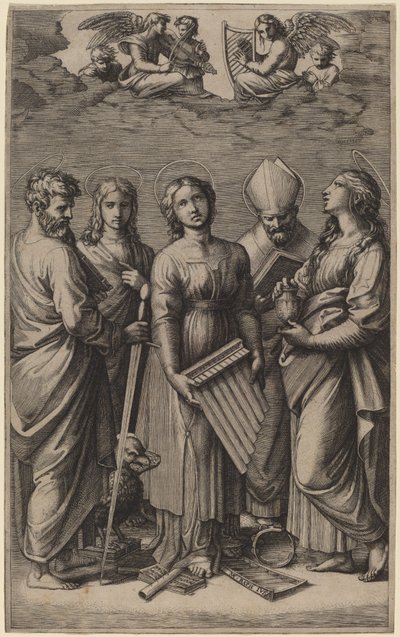 Heilige Cäcilia von Marcantonio Raimondi after Raphael
