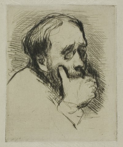 Porträt von Degas, seine Hand über dem Mund von Marcellin Gilbert Desboutin