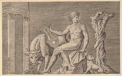 Speculum Romanae Magnificentiae: Apollo hütet die Herden des Admetus, 16. Jahrhundert von Marco Dente