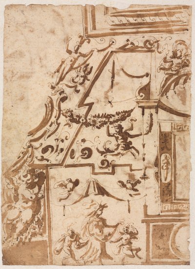 Groteske mit einem springenden Zentaur, verso, ca. 1565-1588 von Marco Marchetti