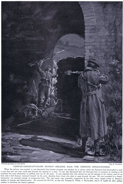 Company Sergeant Major Seaman gewann ein DCM für das alleinige Zurückhalten eines deutschen Angriffs im Februar 1915 von Margaret Dovaston