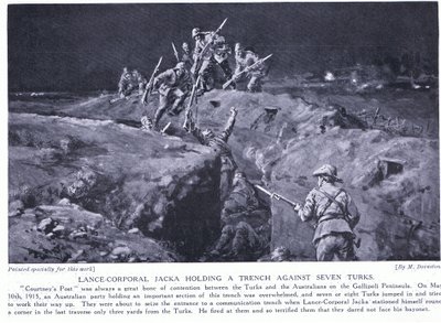 Lance Corporal Jacka gewinnt ein VC, indem er zeigt, wie ein Mann sieben besiegen kann Mai 1915 von Margaret Dovaston