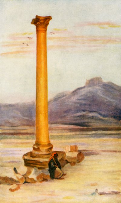 Einsame Säule, Palmyra (Farblithografie) von Margaret Thomas