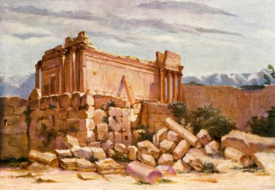 Der kleine Tempel, Baalbek, Außenansicht von Margaret Thomas