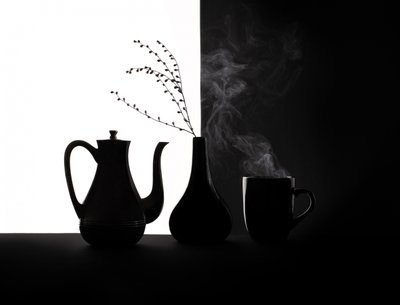 Schwarz-Weiß-Kaffee-Stillleben von Margareth Perfoncio