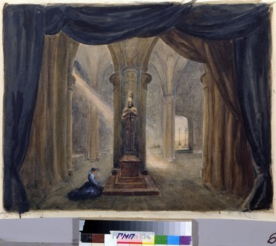 Dekorvorbereitung für die Oper "Der Gast von Pierre" von Alexandre Dargomyjski von Margarita Genrichovna Genke Shifrina