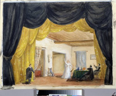 Vorbereitendes Dekor für die Oper "Der Gast aus Stein" von Margarita Genrichovna Genke Shifrina