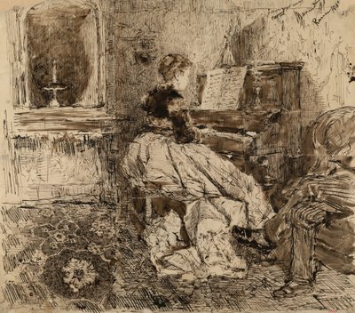 Cecilia de Madrazo am Klavier von Marià Fortuny Marsal