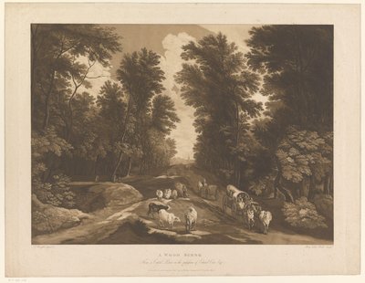 Bosrijk landschap met een pad en reizigers von Maria Catharina Prestel