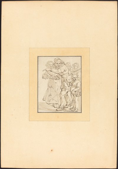 Alter Mann zeigt nach links von Maria Catharina Prestel after Adriaen Pietersz van de Venne