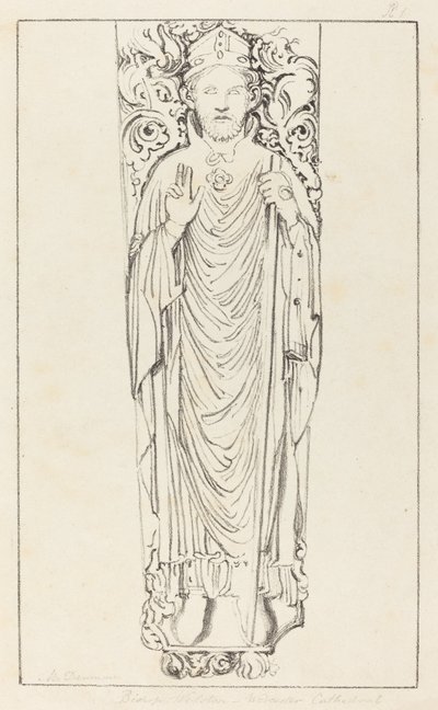 Bischof Wulstan in der Kathedrale von Worcester von Maria Denman after John Flaxman