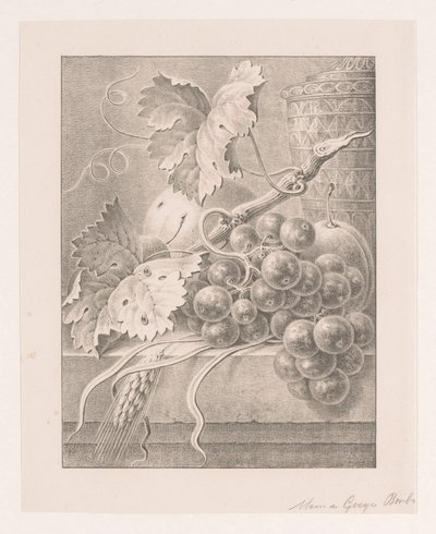 Stillleben mit Früchten und dekoriertem Topf von Maria Geertruida de Goeje Barbiers (attributed to)