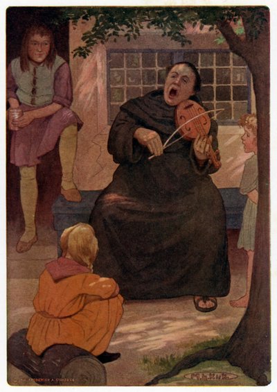 Chaucers Canterbury Geschichten: Der Mönch (Farblithographie) von Maria Louise Kirk