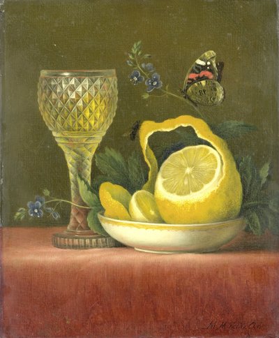 Stillleben mit Zitrone und geschliffenem Glas von Maria Margaretha van Os
